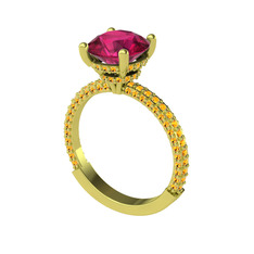 Rani Tektaş Yüzük - Rodolit garnet ve sitrin 18 ayar altın yüzük #1jwlyua