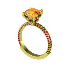Rani Tektaş Yüzük - Sitrin ve garnet 18 ayar altın yüzük #1l1yl7v