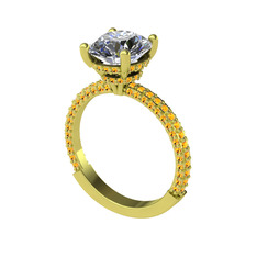 Rani Tektaş Yüzük - Swarovski ve sitrin 14 ayar altın yüzük #1oyuqyc