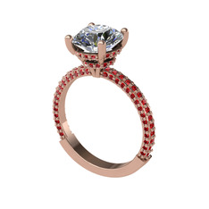 Swarovski ve garnet 925 ayar rose altın kaplama gümüş yüzük