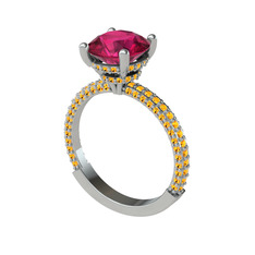 Rani Tektaş Yüzük - Rodolit garnet ve sitrin 925 ayar gümüş yüzük #1qsmyjl