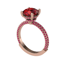 Rani Tektaş Yüzük - Garnet ve rodolit garnet 925 ayar rose altın kaplama gümüş yüzük #1rreks0