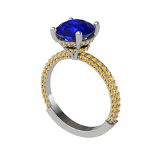 Rani Tektaş Yüzük - Lab safir ve sitrin 925 ayar gümüş yüzük #1sjhcrk