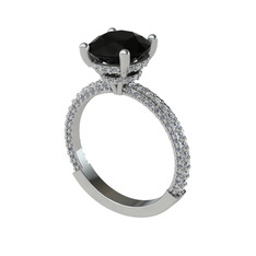 Rani Tektaş Yüzük - Siyah zirkon ve swarovski 14 ayar beyaz altın yüzük #1sr3sv9