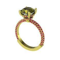Peridot ve rodolit garnet 18 ayar altın yüzük