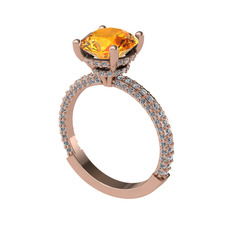 Sitrin ve swarovski 14 ayar rose altın yüzük
