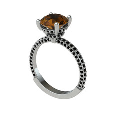Rani Tektaş Yüzük - Dumanlı kuvars ve siyah zirkon 925 ayar gümüş yüzük #1vdadjq
