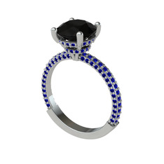 Rani Tektaş Yüzük - Siyah zirkon ve lab safir 925 ayar gümüş yüzük #1w3fg0v