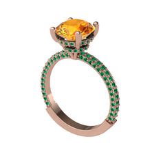 Rani Tektaş Yüzük - Sitrin ve yeşil kuvars 8 ayar rose altın yüzük #1wovoln