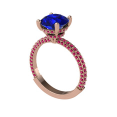 Lab safir ve rodolit garnet 18 ayar rose altın yüzük