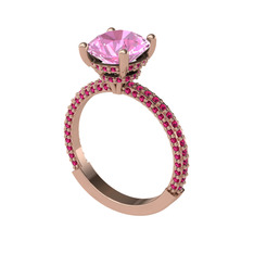 Rani Tektaş Yüzük - Pembe kuvars ve rodolit garnet 18 ayar rose altın yüzük #1xd74at