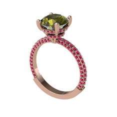 Peridot ve rodolit garnet 18 ayar rose altın yüzük