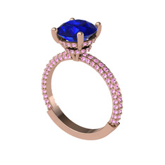 Rani Tektaş Yüzük - Lab safir ve pembe kuvars 925 ayar rose altın kaplama gümüş yüzük #3iza8m