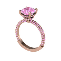 Pembe kuvars 925 ayar rose altın kaplama gümüş yüzük