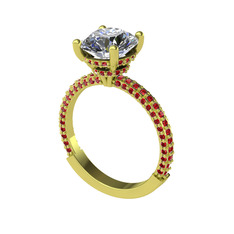 Beyaz zirkon ve garnet 18 ayar altın yüzük