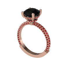 Rani Tektaş Yüzük - Siyah zirkon ve garnet 18 ayar rose altın yüzük #714iz3