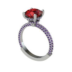 Rani Tektaş Yüzük - Garnet ve ametist 925 ayar gümüş yüzük #8aor2a