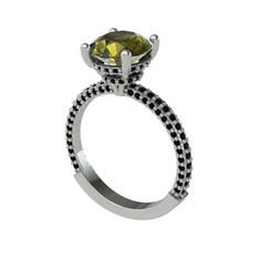Rani Tektaş Yüzük - Peridot ve siyah zirkon 925 ayar gümüş yüzük #9cepal