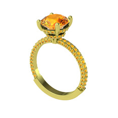 Rani Tektaş Yüzük - Sitrin 8 ayar altın yüzük #b4odr5