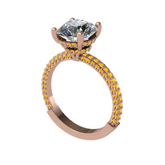 Swarovski ve sitrin 14 ayar rose altın yüzük