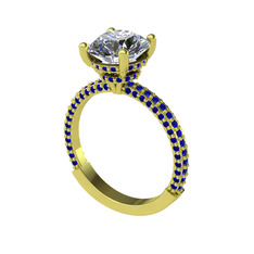 Rani Tektaş Yüzük - Swarovski ve lab safir 8 ayar altın yüzük #h6zuwo