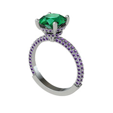 Rani Tektaş Yüzük - Yeşil kuvars ve ametist 18 ayar beyaz altın yüzük #hvzeiy