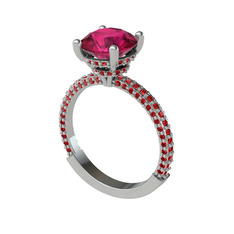 Rodolit garnet ve garnet 14 ayar beyaz altın yüzük