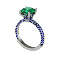 Rani Tektaş Yüzük - Yeşil kuvars ve lab safir 8 ayar beyaz altın yüzük #kw2vn7