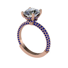 Swarovski ve lab safir 14 ayar rose altın yüzük