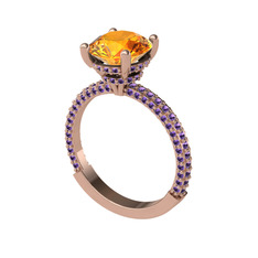 Rani Tektaş Yüzük - Sitrin ve ametist 18 ayar rose altın yüzük #m86zgb