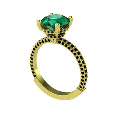Rani Tektaş Yüzük - Yeşil kuvars ve siyah zirkon 925 ayar altın kaplama gümüş yüzük #on7x1e
