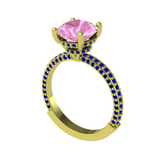 Rani Tektaş Yüzük - Pembe kuvars ve lab safir 8 ayar altın yüzük #ov5mr9