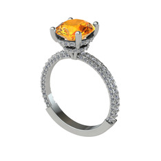 Rani Tektaş Yüzük - Sitrin ve pırlanta 925 ayar gümüş yüzük (2.4 karat) #ptv6wj