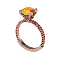 Rani Tektaş Yüzük - Sitrin ve garnet 14 ayar rose altın yüzük #pu6z5m
