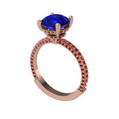 Lab safir ve garnet 925 ayar rose altın kaplama gümüş yüzük