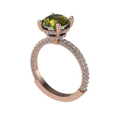 Rani Tektaş Yüzük - Peridot ve swarovski 8 ayar rose altın yüzük #r61g2r