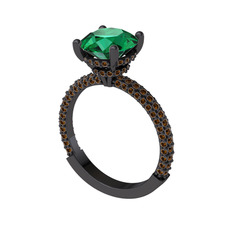 Rani Tektaş Yüzük - Yeşil kuvars ve dumanlı kuvars 925 ayar siyah rodyum kaplama gümüş yüzük #rwtdso