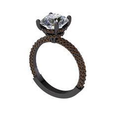 Rani Tektaş Yüzük - Swarovski ve dumanlı kuvars 925 ayar siyah rodyum kaplama gümüş yüzük #s2n4sl