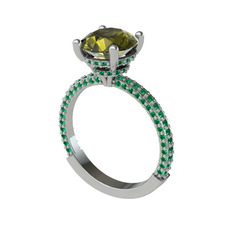 Rani Tektaş Yüzük - Peridot ve yeşil kuvars 14 ayar beyaz altın yüzük #sniwiy