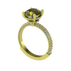 Rani Tektaş Yüzük - Peridot ve swarovski 18 ayar altın yüzük #syfgy0