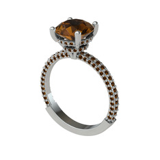 Rani Tektaş Yüzük - Dumanlı kuvars 18 ayar beyaz altın yüzük #t6dr80