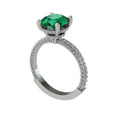 Rani Tektaş Yüzük - Yeşil kuvars ve pırlanta 18 ayar beyaz altın yüzük (2.4 karat) #ubp9n1