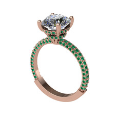 Rani Tektaş Yüzük - Swarovski ve yeşil kuvars 14 ayar rose altın yüzük #v9w92c