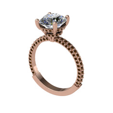 Rani Tektaş Yüzük - Beyaz zirkon ve dumanlı kuvars 925 ayar rose altın kaplama gümüş yüzük #vph219