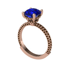 Rani Tektaş Yüzük - Lab safir ve dumanlı kuvars 925 ayar rose altın kaplama gümüş yüzük #wcd055