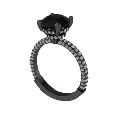 Siyah zirkon ve swarovski 925 ayar siyah rodyum kaplama gümüş yüzük
