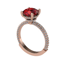 Rani Tektaş Yüzük - Garnet ve swarovski 18 ayar rose altın yüzük #xklbiq