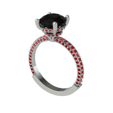 Rani Tektaş Yüzük - Siyah zirkon ve garnet 18 ayar beyaz altın yüzük #xqadbe