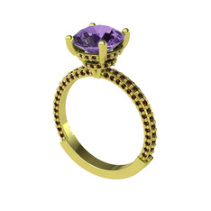 Rani Tektaş Yüzük - Ametist ve dumanlı kuvars 18 ayar altın yüzük #yq6jz6
