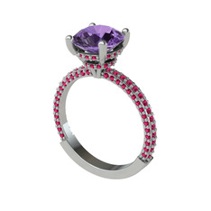 Rani Tektaş Yüzük - Ametist ve rodolit garnet 8 ayar beyaz altın yüzük #zfczzk